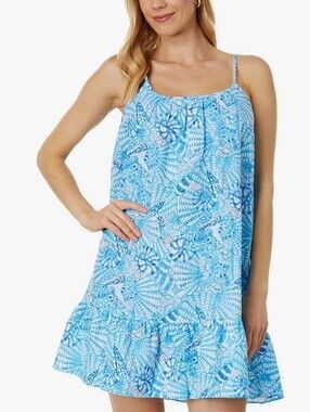 LILLY PULTIZER JAYDEN LINEN DRESS IN AMALFI BLUE BY THE SEASHORE